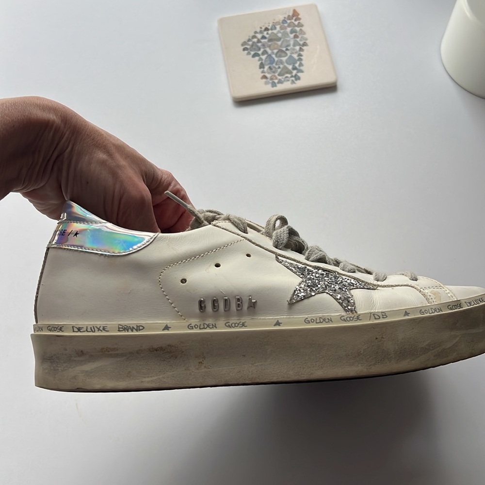 Golden Goose White and Silver Sneakers - Picture 8 of 10
